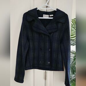 Maggie Women's Navy Plaid Wool Coat